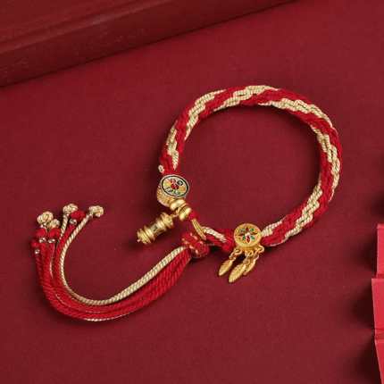 Good luck, red rope,Peace,Om Mani Padme Hum,Colorful Reincarnation Knot String Bracelet