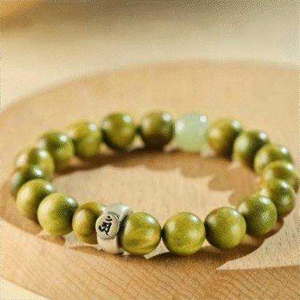 Buddha energy stone,Zen,feng shui,Guanyin Bodhisattva, green sandalwood bracelet