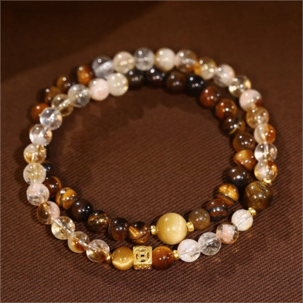 Buddhist energy stone, feng shui ,wealth, luck ,Tiger Eye Stone，Citrine bracelet