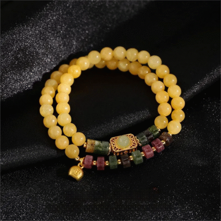 Buddhist energy stone, feng shui ,wealth, luck ,Citrine Tourmaline bracelet
