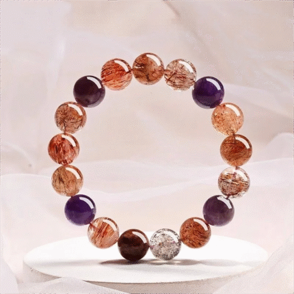 Buddhist energy stone, feng shui, purification, spiritual,wisdom,amethyst White Crystal brown crystal bracelet