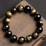 Feng shui,Buddha Stone, energy stones black obsidian ,energy protection,Guanyin Bodhisattva,Amulet，Obsidian bracelet