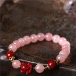 Buddha Energy Stone, Feng Shui, Nine-Tailed Fox, Love, Healing, Pink Crystal Bracelet