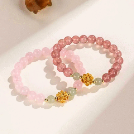 Buddha Energy Stone, Feng Shui, Nine-Tailed Fox, Love, Healing, Pink Crystal Bracelet