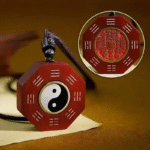 Taoist Feng Shui Energy,Lightning Strike Jujube Wood, Tai Chi Yin And Yang Eight Diagrams Evil-Dispelling Pendant Necklace