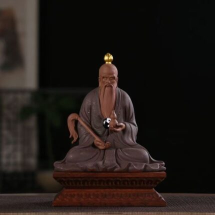 Feng Shui Figurine, Taoism Jujube Wood Energy Deity Statue, The Supreme Deity Of Taoism Sanqing Patriarch（San Qing Dao Zu)