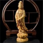 Buddhist Feng Shui Deity Figurine Chinese Arborvitae Wood Statue Of Guanyin Bodhisattva