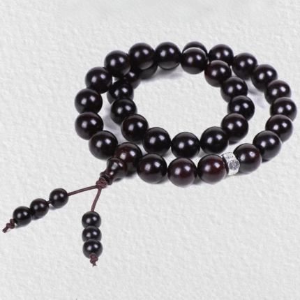 Buddha Stone Feng Shui Energy, Red Sandalwood Mala prayer beads.