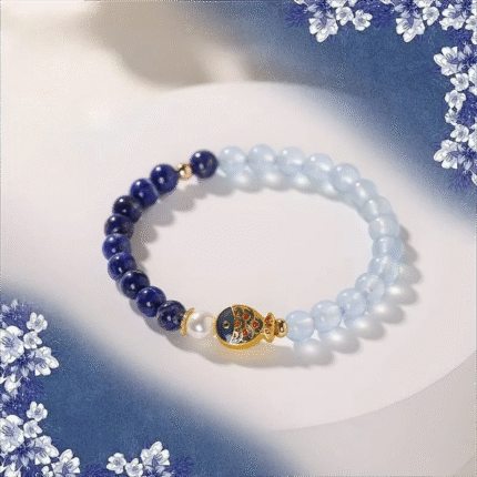 Buddha Feng Shui Energy Stone, Lapis Lazuli and Aquamarine Love Happiness Bracelet
