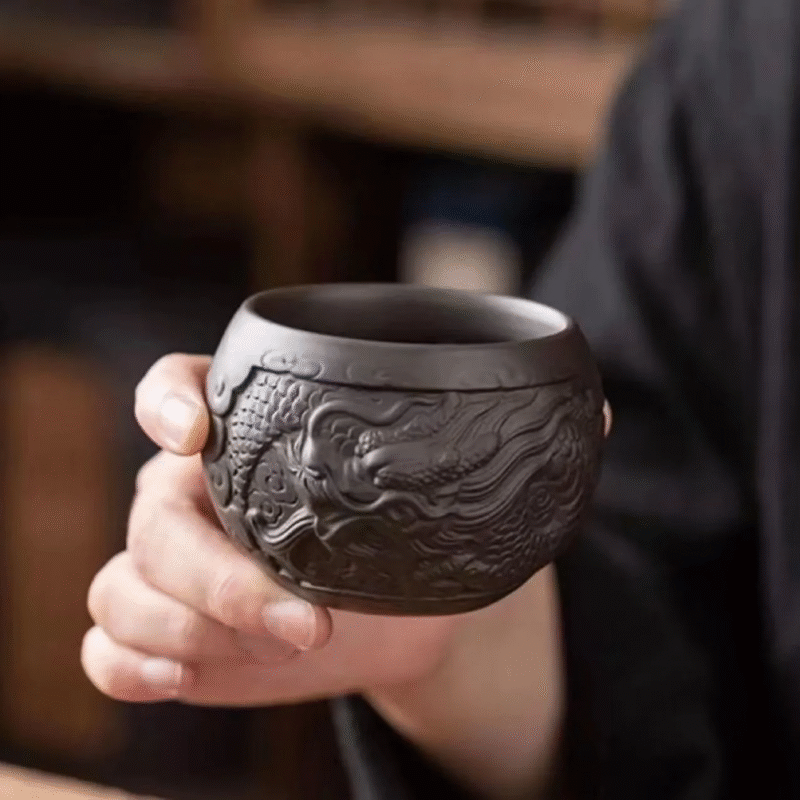Feng Shui Energy Stone, Chinese Dragon Pattern Cup