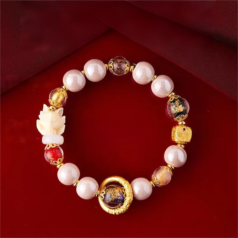  Stone,  Five Elements  Stone, Coloured Glaze Ceramic Bracelet