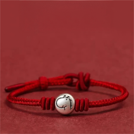 horse year,silver,handmade,red string bracelet