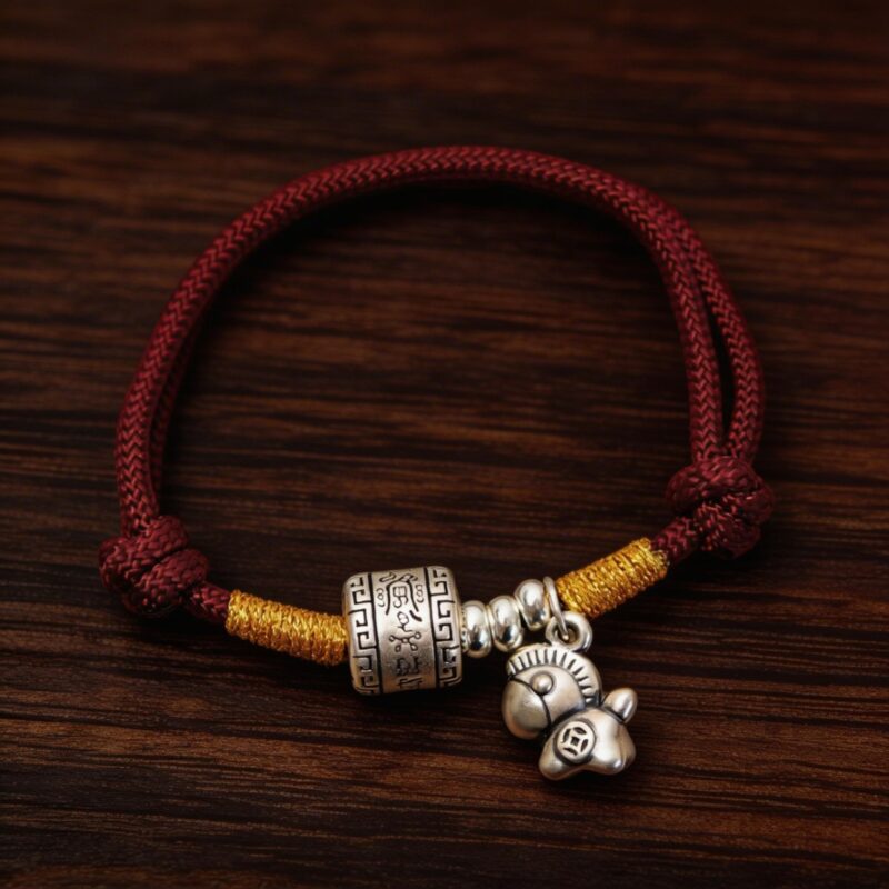 handcrafted red string bracelet sterling silver horse