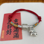 horse year,silver horse pendant,handmade,red string bracelet