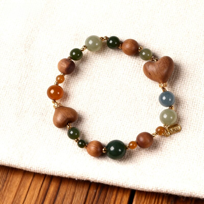 old mountain sandalwood,hetian jade bracelet