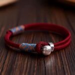 handcrafted cord bracelet,silver persimmon charm