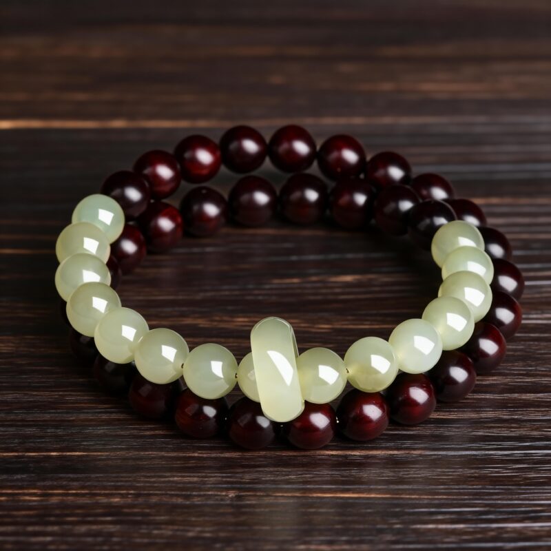 red sandalwood,clear jade beads