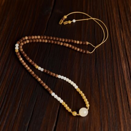 sandalwood hetian jade necklace