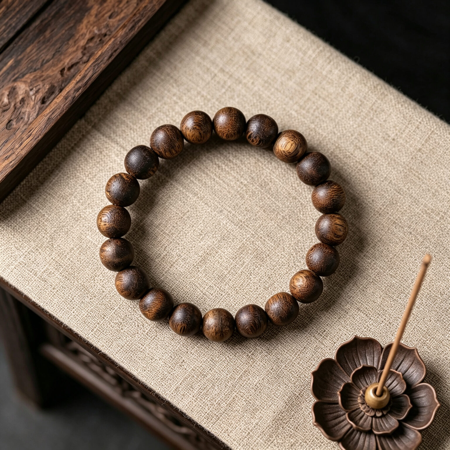 Hainan Yingge Green Qinan Agarwood Bracelet 10mm – Refined Selection, high oil density, natural dark resin