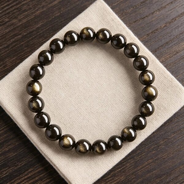 gold sheen obsidian bracelet