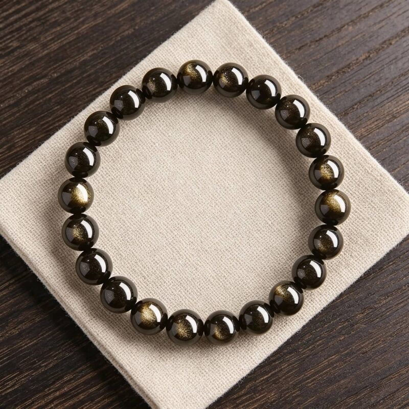 gold sheen obsidian bracelet