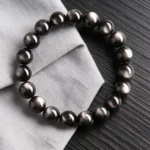 10mm silver obsidian bracelet