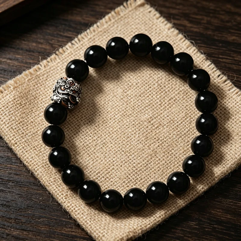 black obsidian pixiu bracelet